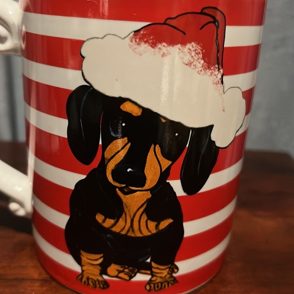 DACHSHUND with Santa hat Spectrum Designz Coffee Mug Red/White Stripes - Picture 2 of 11